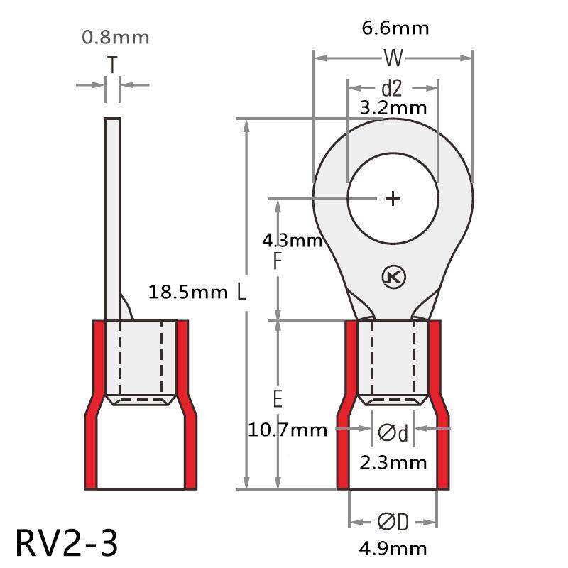 R端V2-线3国标紫铜地端头M绝缘子3圆形冷压ZJF接线端子OT铜鼻子接