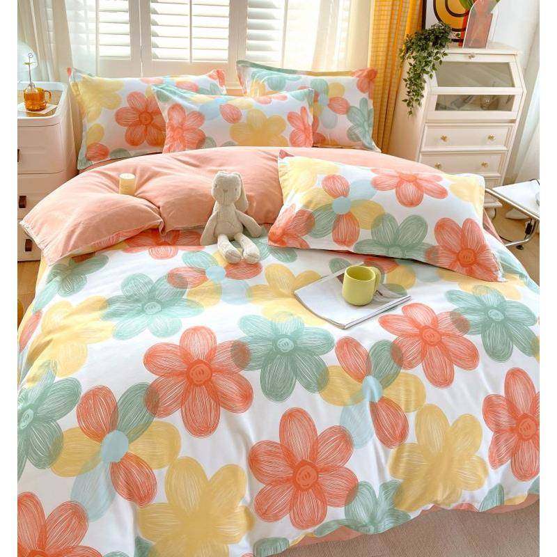 GZ6M四套纯舍棉床单被套加厚斜无品牌/纹磨棉双人单毛人学件生宿