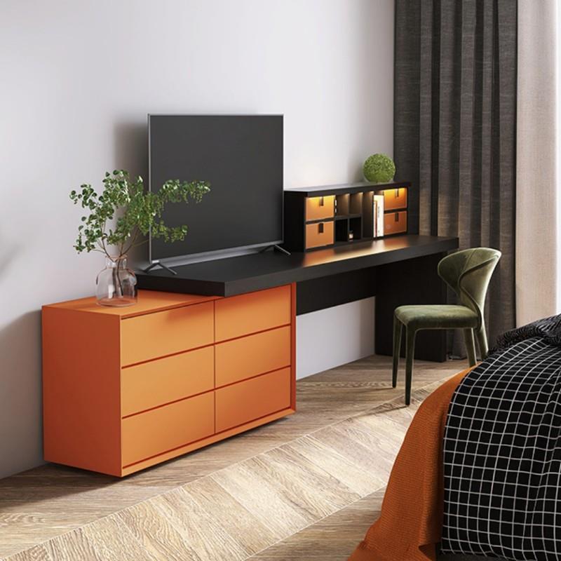 意式烤漆梳妆台室书桌木A-021一体化妆台电视柜物斗柜现代简约实