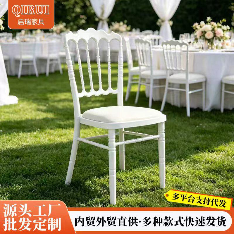 现货意式婚礼堂宴会婚庆椅户外草坪竹节椅不锈钢靠背酒店餐椅婚宴