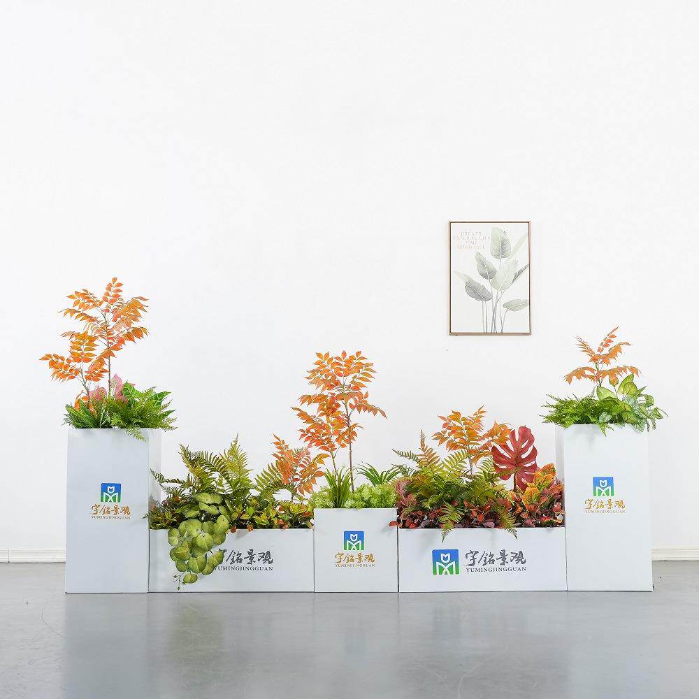 仿真15613215绿花箱组合植物真假花造景隔断花槽售楼植部餐厅装盆