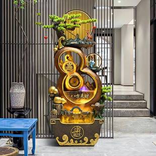 水摆件招财式SWKNeZ4Y办公室流司公风水客厅山水假山循环水流水景