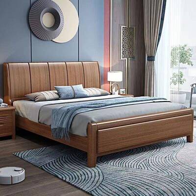 新中式胡桃x木实木床1.8米双人22985.米大床21.5物气储压高箱床1.