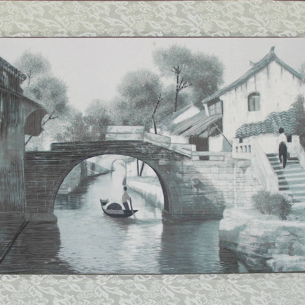 苏绣客厅书房办公室装饰画苏州手工刺绣软裱画家居水乡系列图片