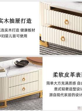 几实新款小户型客简茶约VIF网红岩板圆形玻璃组合厅家用木茶台桌