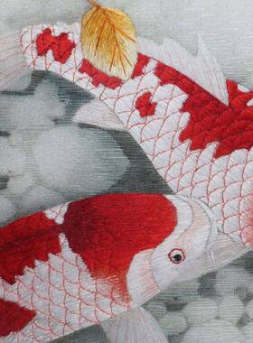 绣成品挂画客KJZ厅书房餐厅绣厂装饰画苏苏州手工刺金鱼家生产