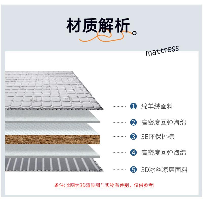 YH-003席梦思冬夏两用小绵羊冰丝椰棕床垫0公1分榻米榻床透垫气天