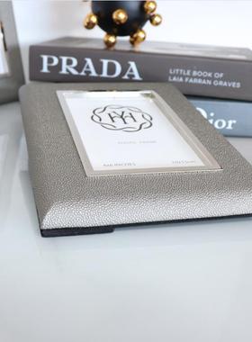 皮新HY-91112品工皮手相桌面摆件6寸7寸时尚简约样板房相框框革相