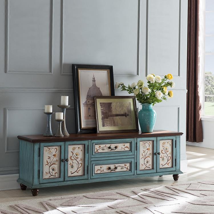 欧厅式电视柜实SCG子木地柜美式乡村复古做旧地家柜电视柜客具