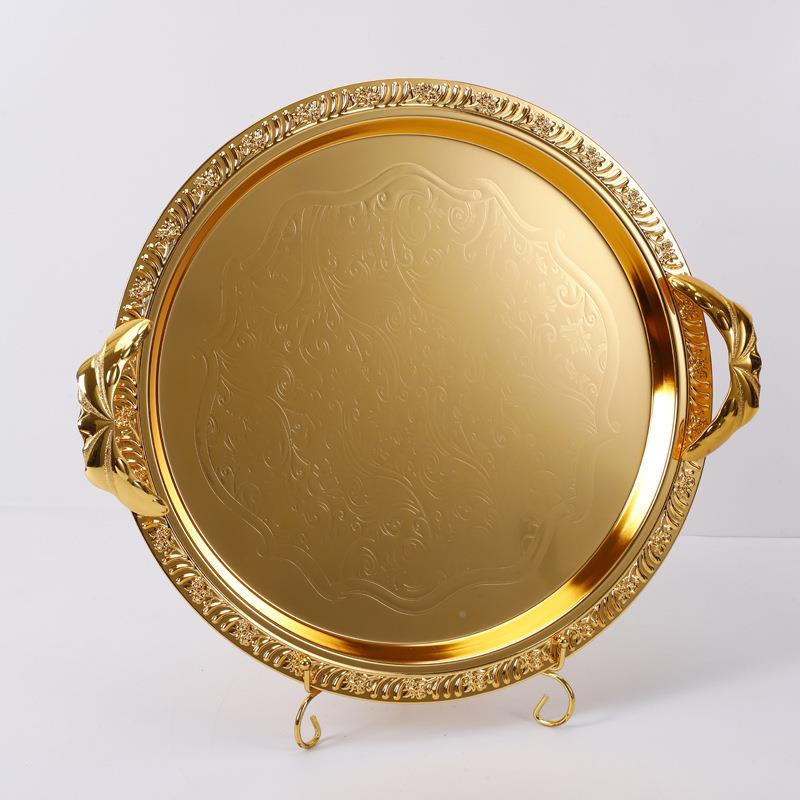 果WRD创金意欧式金属不锈钢水盘款镀盘子创意简约家用新田园盘