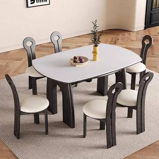 式实木折叠餐桌缩可变圆岩74桌客美厅2025新款可伸高端板家庭中古