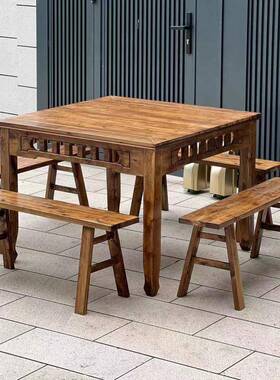 实木八仙桌方正形老式桌吃子家用QSY餐桌饭店餐馆中式小方桌饭桌