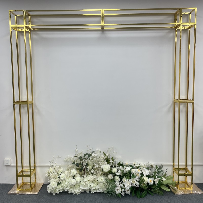 新款婚庆电镀背景架铁艺金色拱门屏风室内外婚庆场景装饰道具花架