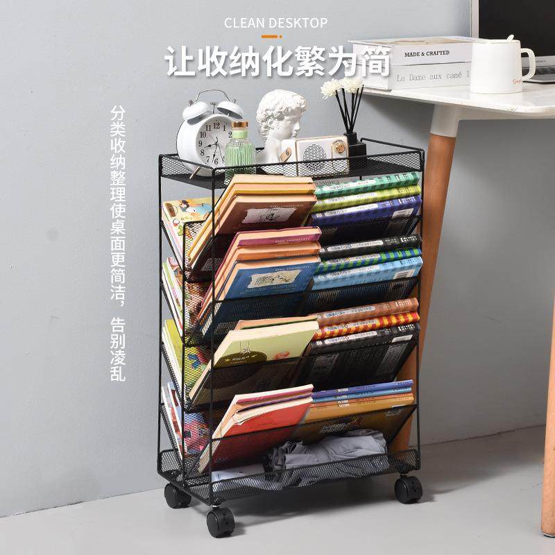 书桌旁小书架桌置物架BDH可边移动带轮教缝隙书本收纳小学课生书