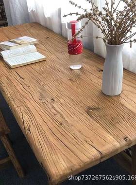 RXL老门板桌面老榆木饰茶板桌板复古飘窗板宿墙壁背景装板民吧台