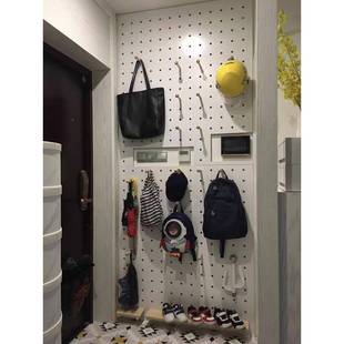 洞洞板展墙上置物实木板装 饰墙面架示收架墙上隔板纳入户置IAF物
