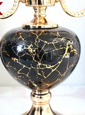 欧式意样93417板房座钟摆件客厅酒柜电视柜现代时钟烛台家居饰创