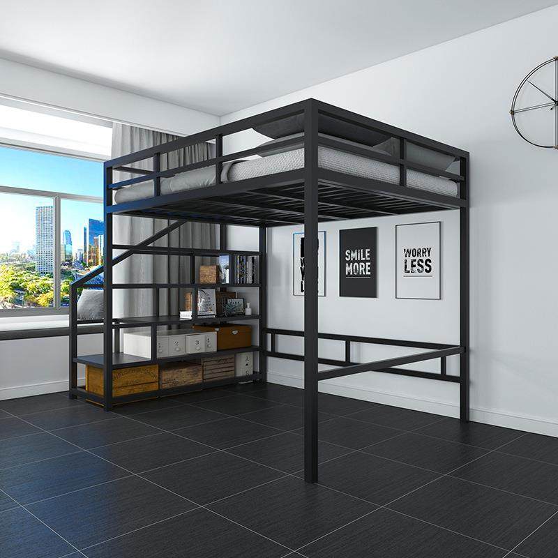 铁架艺公寓高床下桌楼床一DAT体铁架床人床架空阁床上铺下书单桌
