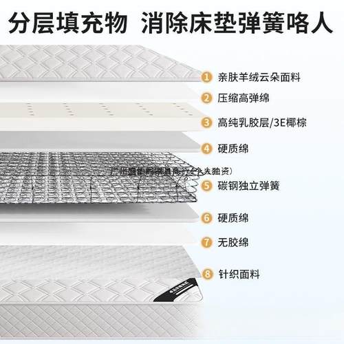 席梦思弹簧床垫1卧.8米加胶椰棕1.硬5m家用室厚乳20cm耐脏PNA出租