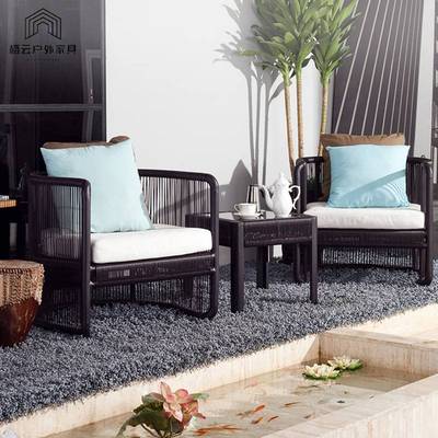 户外藤编沙发组合庭院休闲藤艺藤条沙发露天阳台单人双人卡座藤椅