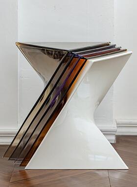 亚克力发边几客沙厅透明几何茶几小户型简约IZX床头柜角设计闪师