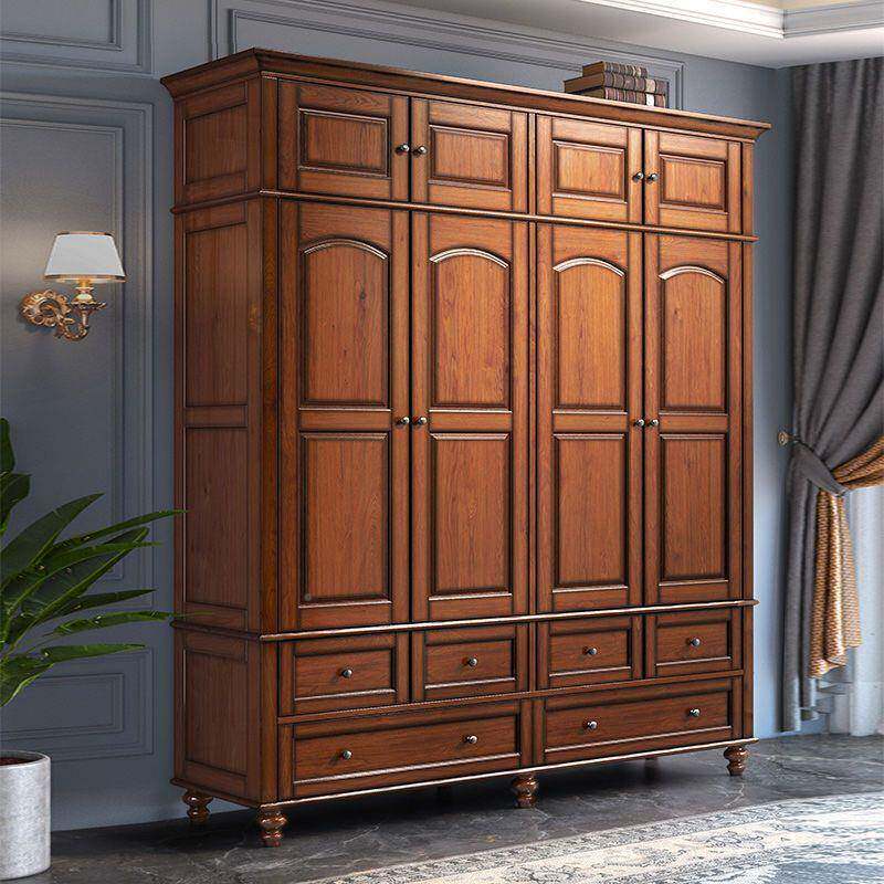 美式乡村风全无品牌/实木衣两柜卧室门四门大衣橱欧式原木仿古中