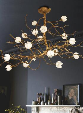 铜树枝客灯厅吊灯中复古全轻奢式欧式艺术创意75864花朵餐厅书房