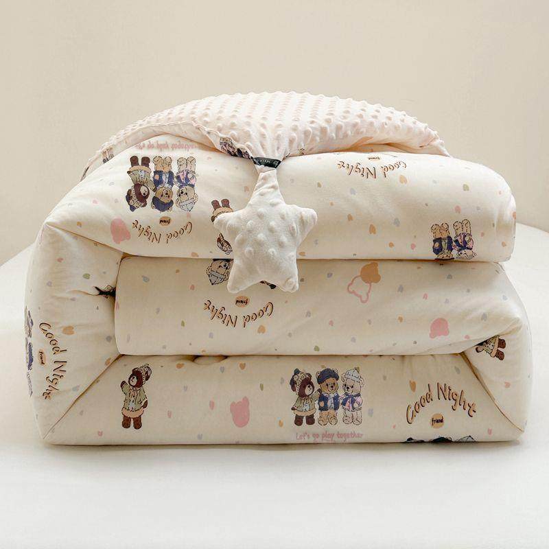 A类针织TGT棉冬季被加春厚保暖豆豆绒星星四季防寒软糯秋被子被被