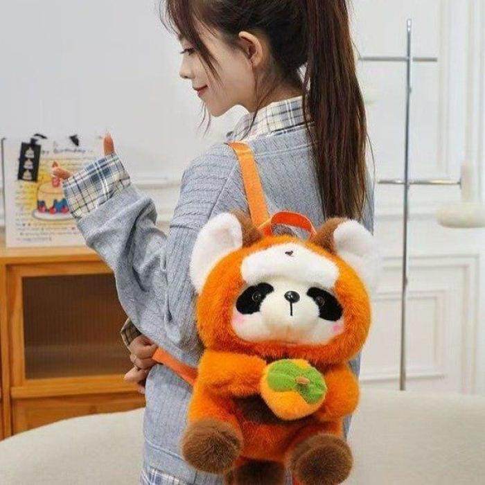 变身小浣熊毛绒双肩背包超萌可爱熊猫单肩包高颜值小狐狸背包潮女
