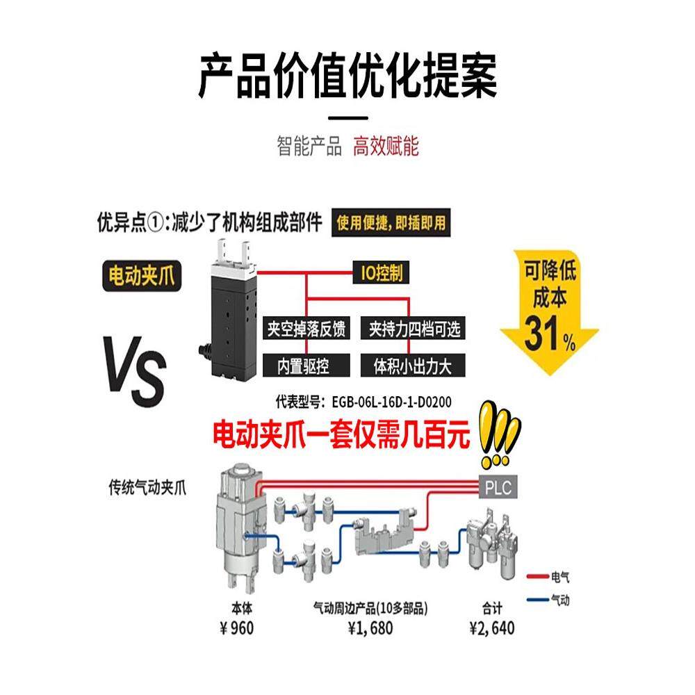 伺服电动夹爪增广EG凑BEGB紧替型电动手指替代缸换气爪小气体积