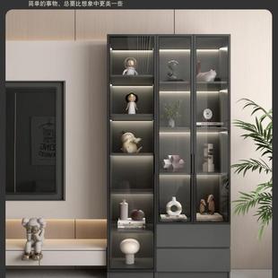 定制酒柜示边立柜置物客厅纳收钢化玻璃门订UJL侧做书架展实木生