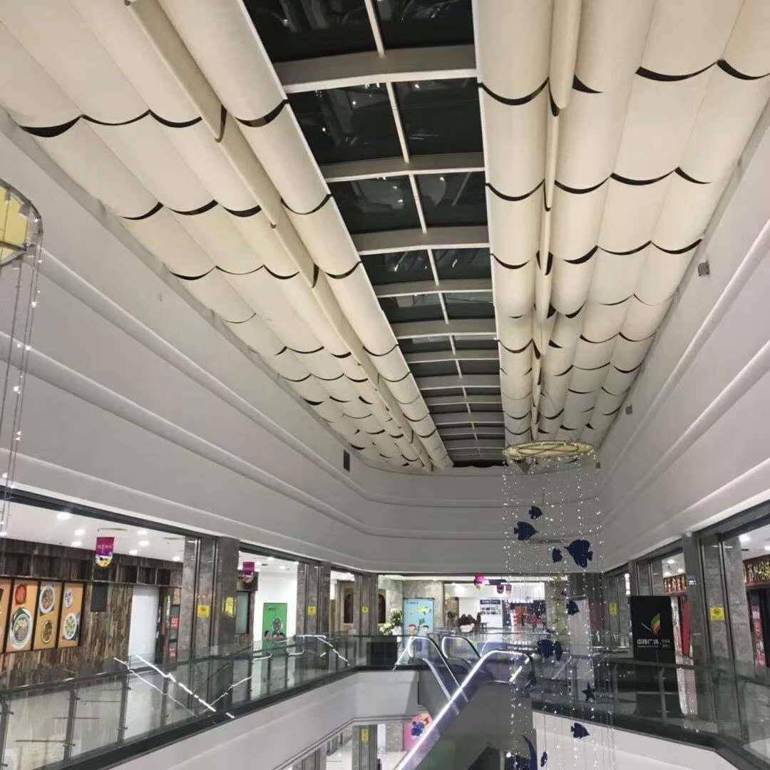 F-1116杭州商场电玻采光顶棚电动遮阳帘阳光顶智房能动璃隔热折叠