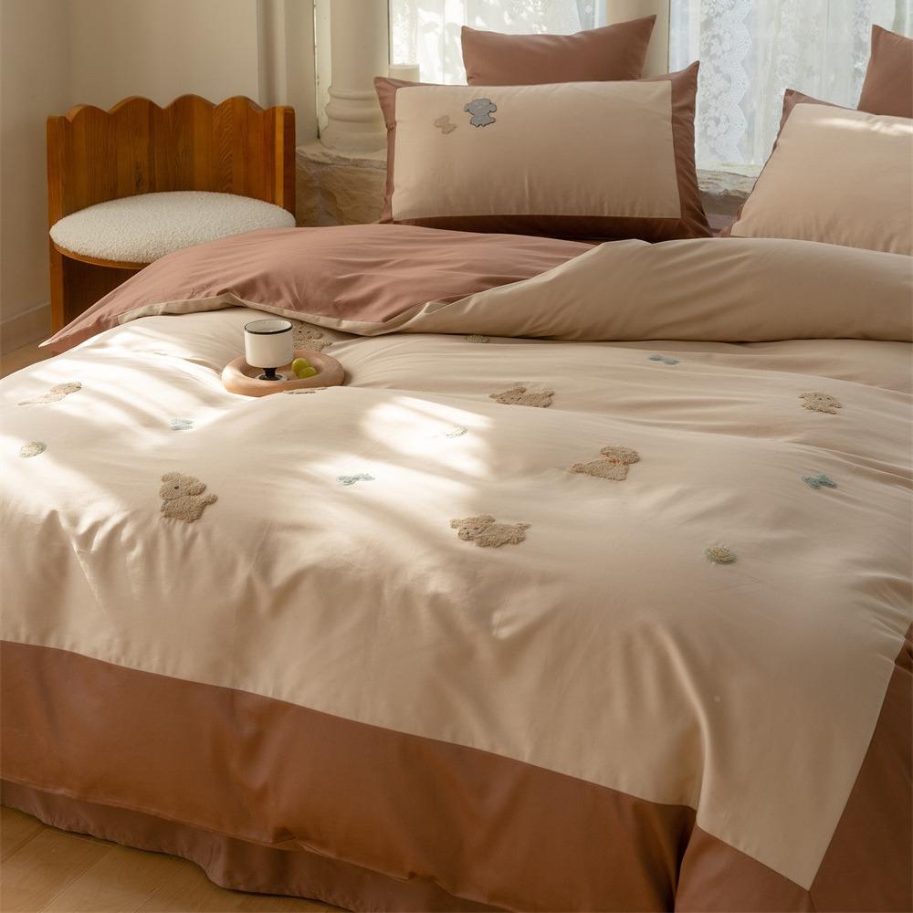 卡通长绒TWO全棉四件套毛巾刺绣拼接被套纯棉棉单1.8床床上用品