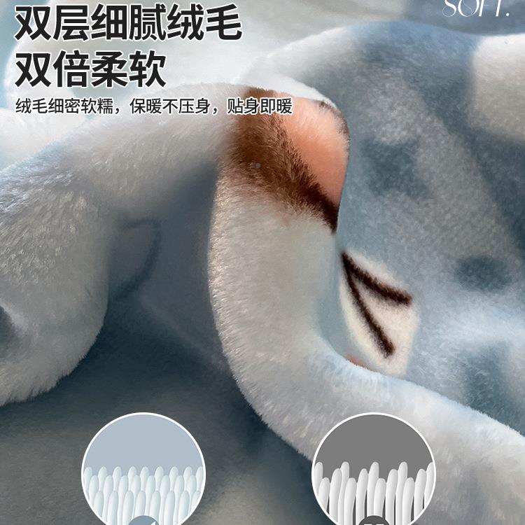 拉舍尔毛小毯加厚暖秋冬休季保被毯卡通恐龙毯子午睡2025-11-毯闲