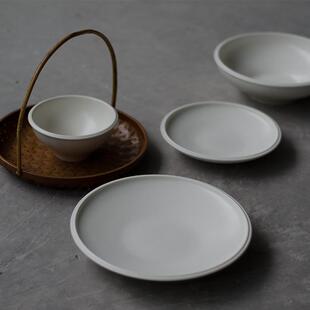 餐具ESC套装素色白暖草心木灰碗盘碟子家用中菜盘式点碟饭碗