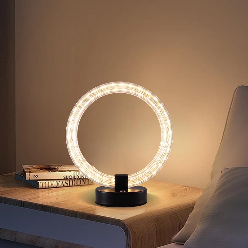 意电感应台充灯卧室客CL121厅桌创灯环形灯创面意摆件氛围三色变