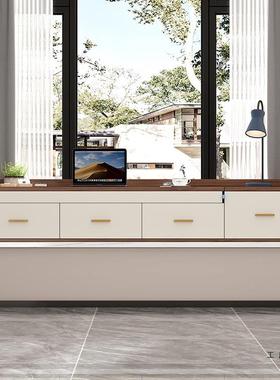 飘书伸缩电脑桌桌FLW窗台柜飘窗窗柜办公写字桌阳台可抽屉储物柜7