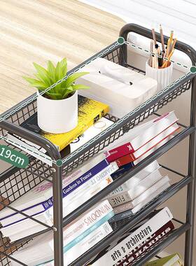 移动书架儿置物架阅读收纳架家易QVJ用小可推车带轮落地宿舍简书