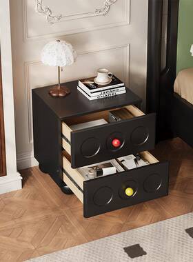 实木床头柜柜家用卧室0ZX0032全5新款轻2奢感创意烤漆床头子中古