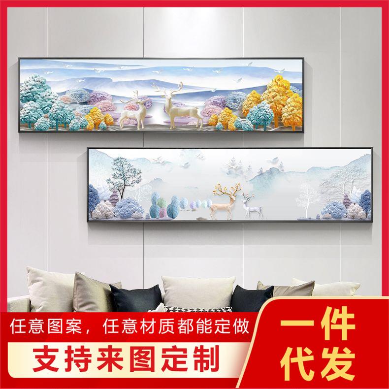 欧式床头画饰装饰客厅卧室装画现家居横发版画装饰麋代鹿壁画CT-A图片