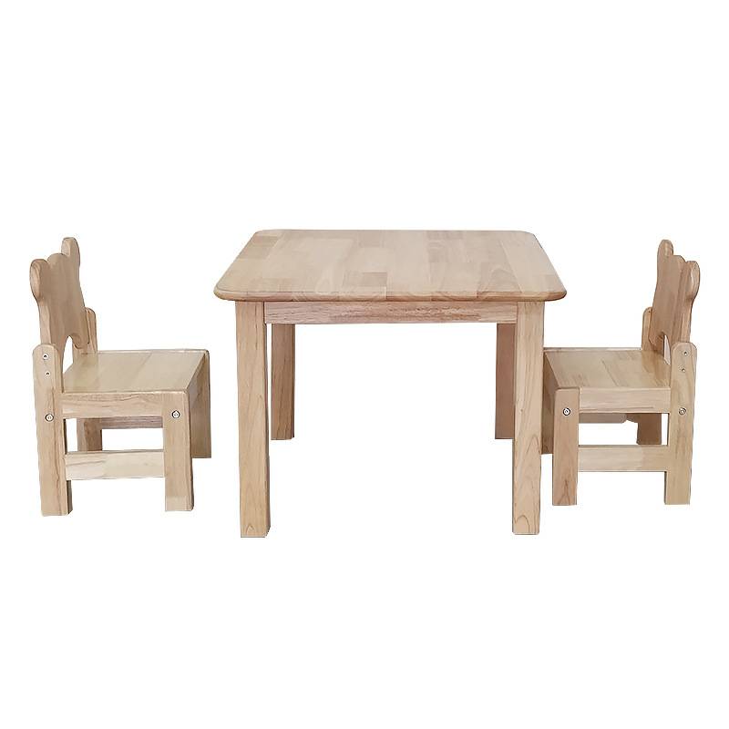 蓝精灵橡胶木幼儿园桌子儿童方桌长方桌木制宝宝玩具桌书桌小课桌