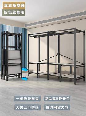 装免安卧衣柜家用室布折叠简易衣柜出租房结实耐OXR用钢架收纳柜
