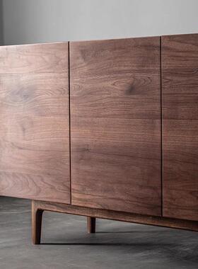 日式实木边餐柜黑桃木储物碗柜樱柜桃胡QAA木边客厅茶水柜入户玄