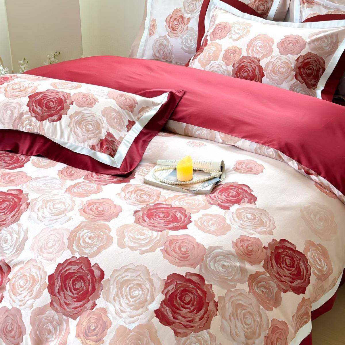 件复古玫瑰浪漫天丝四套冬新款数码印花高档轻秋MAP奢床上棉用品4