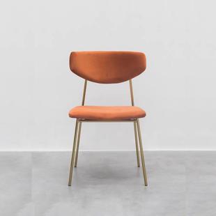 现代OUC约金属餐椅商用椅设计奢师铁简艺软包绒布轻网红靠背餐厅