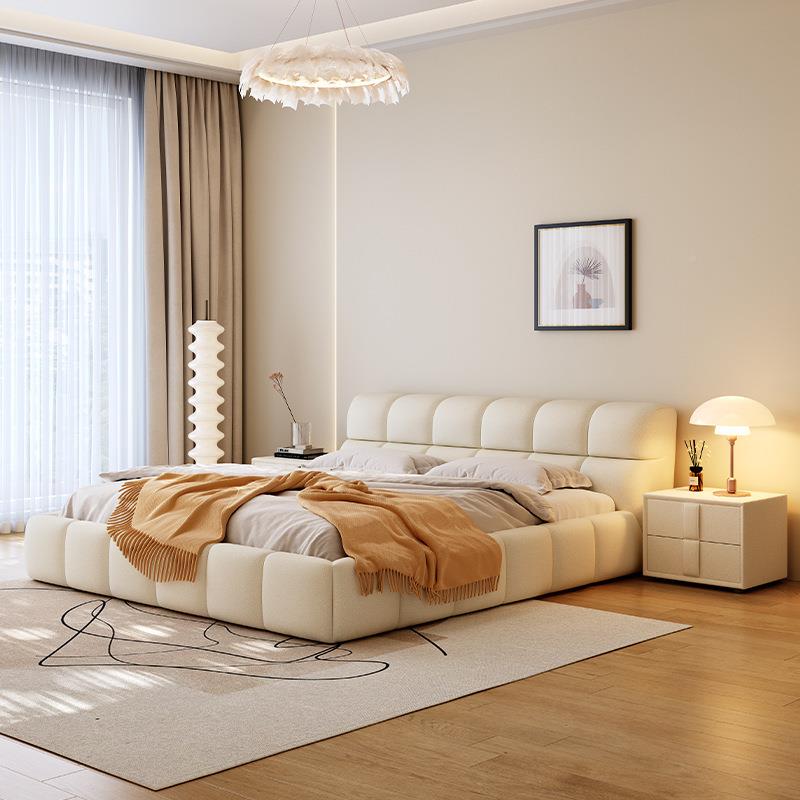 奶油风泡芙床双人1.8x2米主米卧大网红科技布床.5布艺无品牌/软1