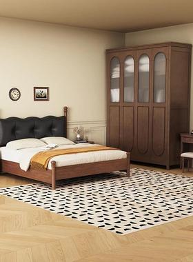 实米木卧床法式复古主XLV卧.8双人大床1.5米可储物现代室中1古风