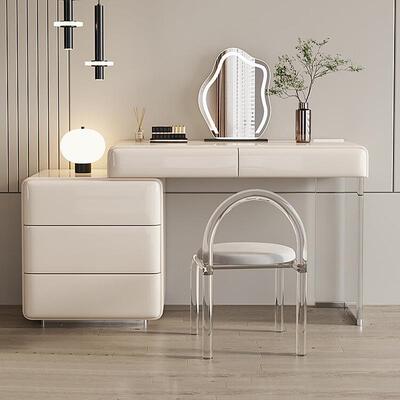 梳妆柜斗烤漆台意式极简奶油风卧室轻OYC奢化妆桌收纳柜一体