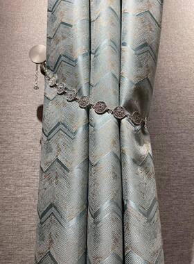 202新5款机轻奢遮光成窗帘蓝色现代简约高档客MS厅餐厅高精密小品