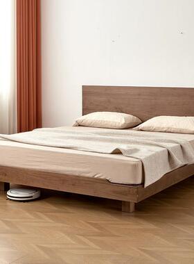 北美黑胡桃木实木悬全浮床代简约现桃木樱原木小PWY户型卧室双人